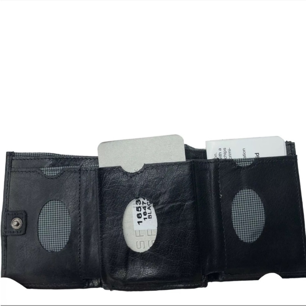 Spikes & Sparrow Black Leather Trifold RFID Blocking Wallet NIB Men’s Compact - Picture 3 of 8